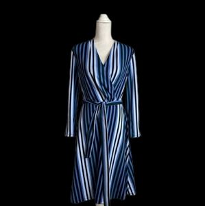 Ann Taylor Blue Striped Wrap top Dress